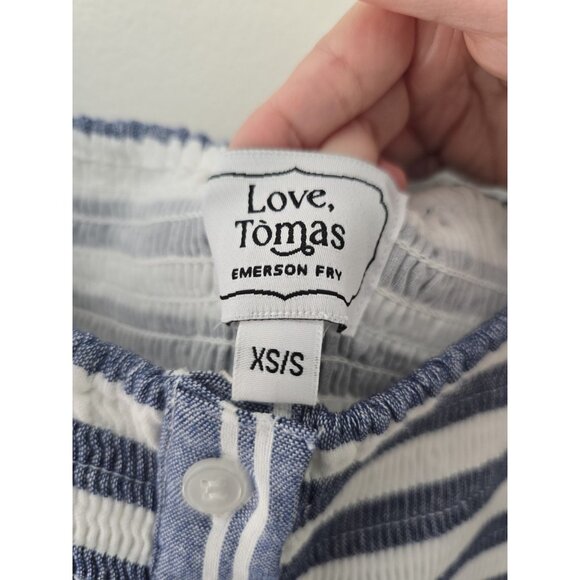 Emerson Fry Love Tomas Cotton Smock Striped Maxi Cottagecore Ruffle Dress XS S - Picture 6 of 10